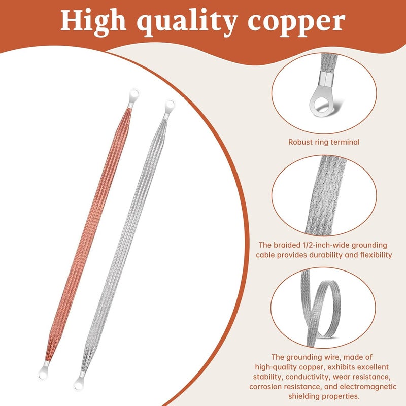 Tinsky 12PCS Automotive Ground Straps, 10/15/20 Inch Tinned Copper Braided Grounding Straps with Ring Terminals, Automotive Ground Cables for Car, Truck, RV, Boat, Motorcycle - Image 3